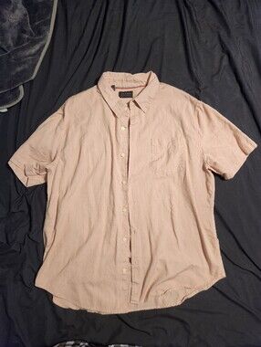 Jachs Light Pink Short Sleeve Button-Down Linen Shirt